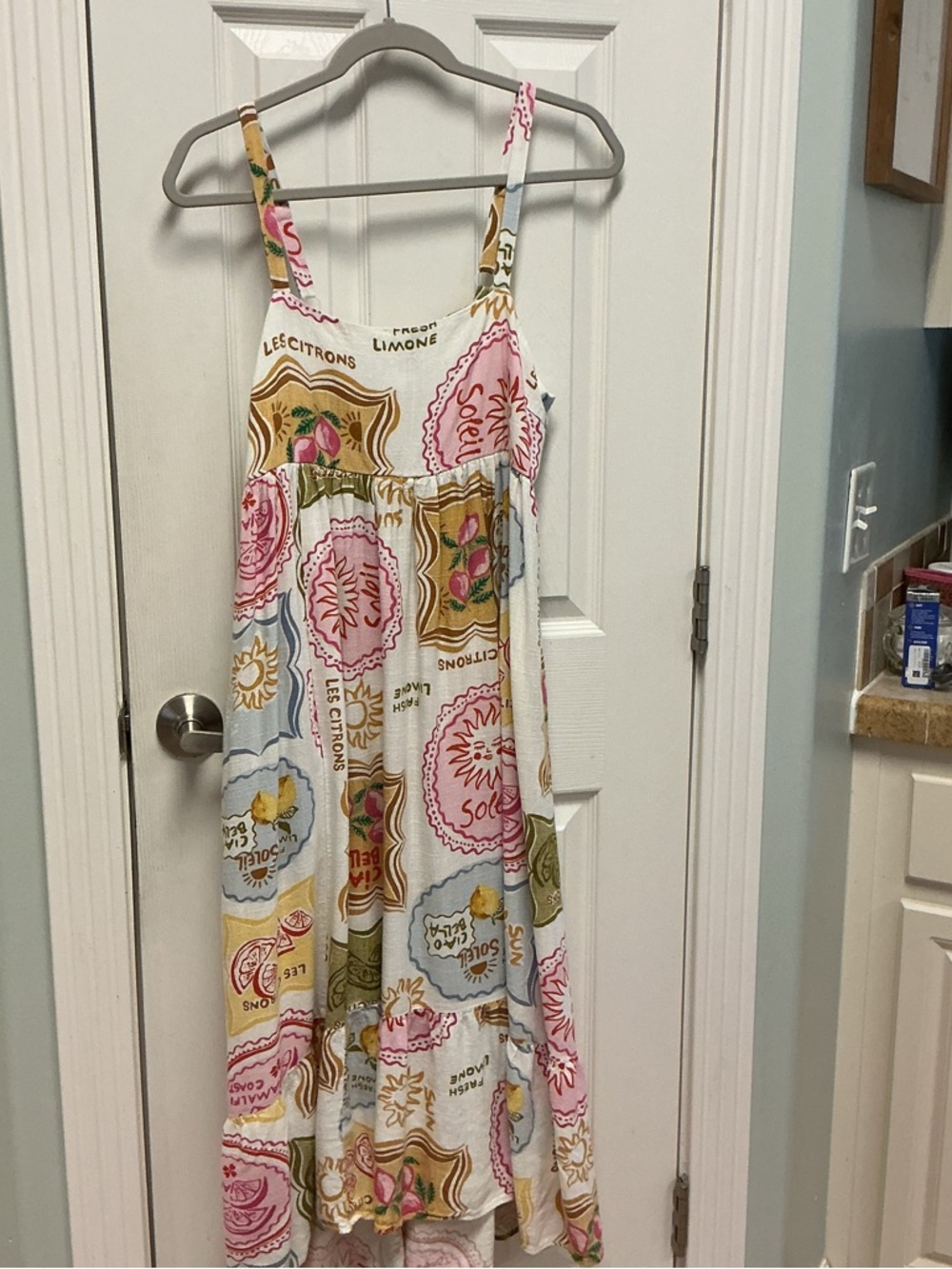 Paper Heart SZ XL Linen Blend Anthropologie Soleil Coastal France midi/ dress